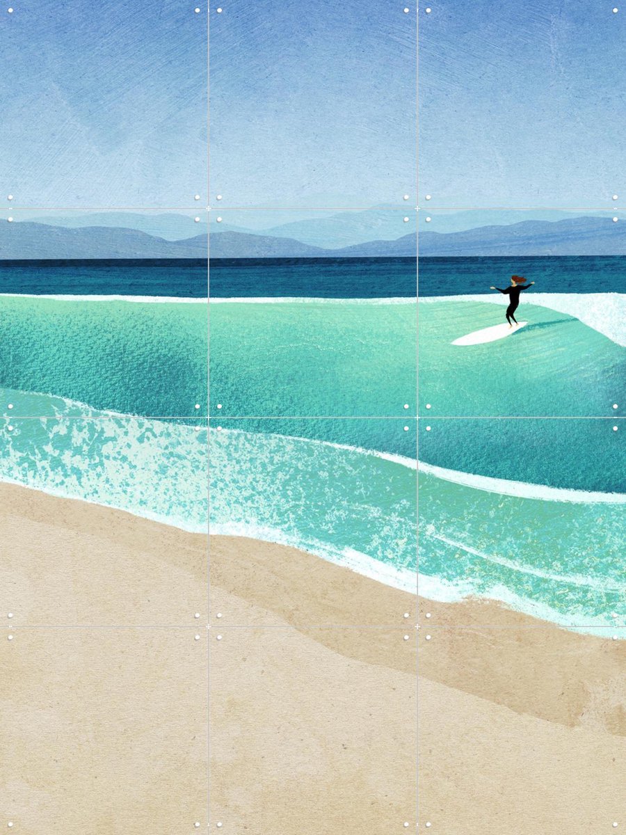 IXXI Surf Girl, Henry Rivers - 60 x 80 cm - Gratis ophangtool - Grote wanddecoratie en posters - Illustraties, Grafisch Ontwerp, Digitale Kunst