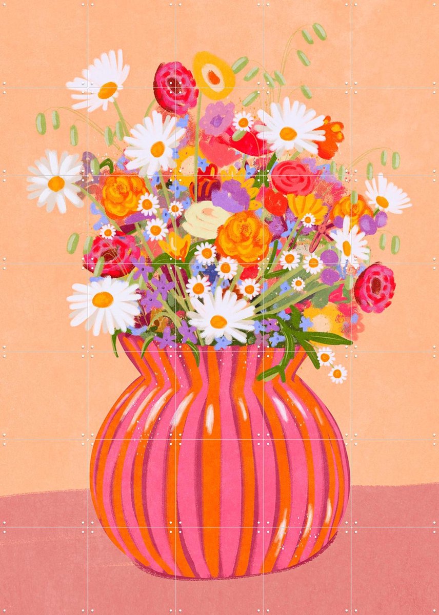 IXXI Just some lovely Flowers, Raissa Oltmanns - 100 x 140 cm - Gratis ophangtool - Grote wanddecoratie en posters - Speels, Kleurrijk, Grafisch