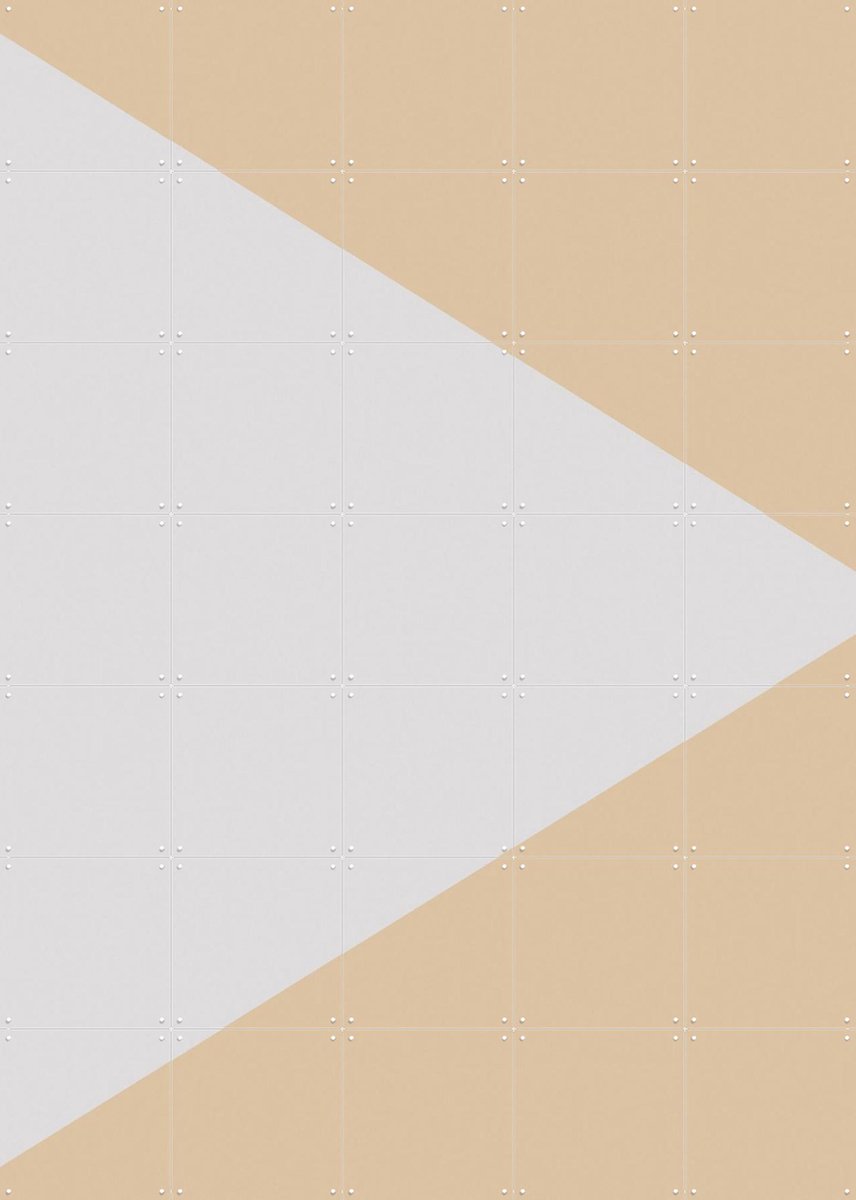 IXXI Color blocking - Grey Beige, Allon Dery - 100 x 140 cm - Gratis ophangtool - Grote wanddecoratie en posters - Grafisch Ontwerp, Abstract