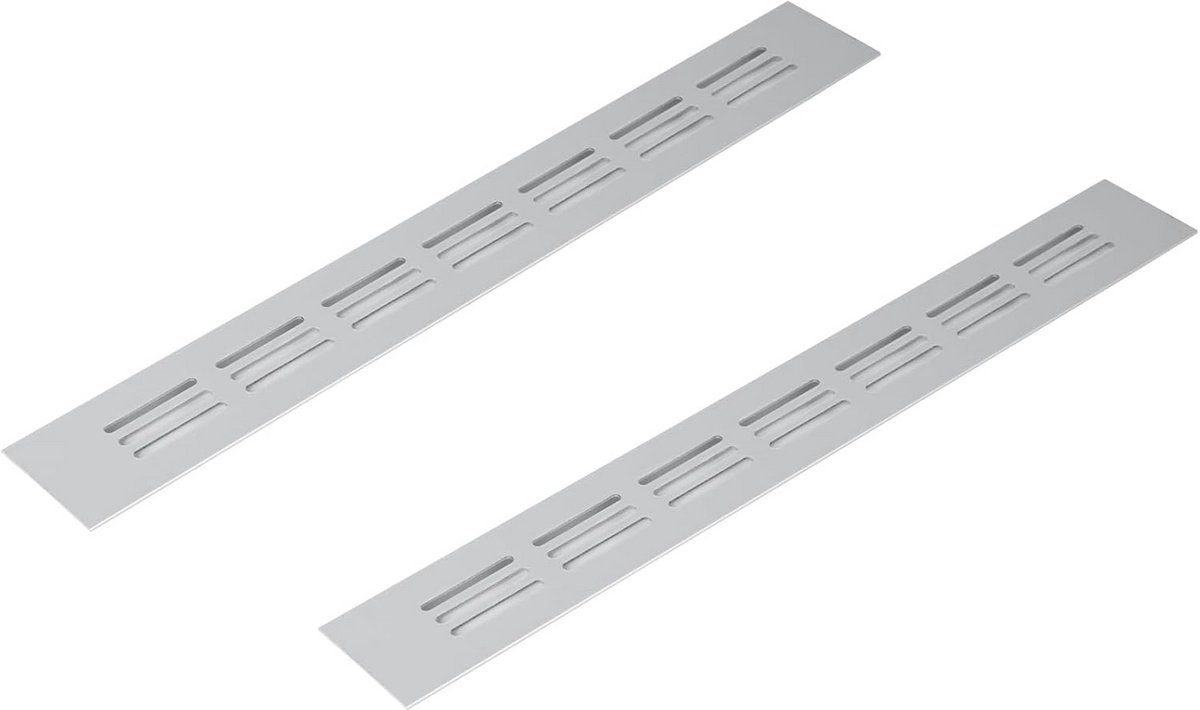 Ronde Aluminium Luchtroosters 40x300mm - 2 Stuks - Zilver - Voor Meubel en HVAC Ontluchting