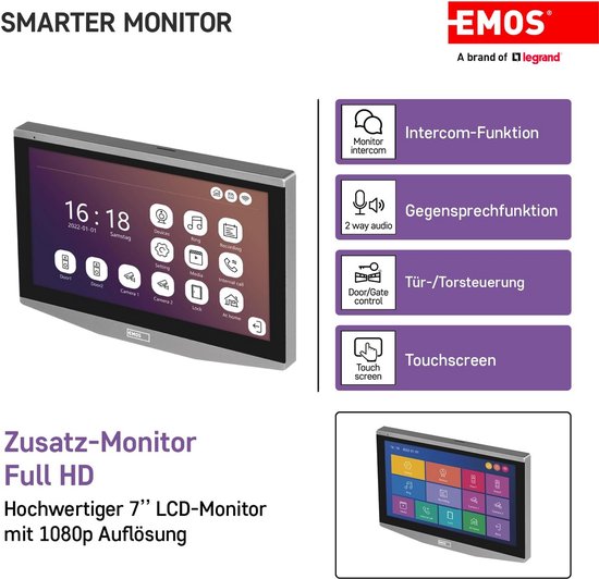 Smart Home Deurintercom Monitor met Wifi en Full HD Camera Functionaliteit van Merkloos — afbeelding 5
