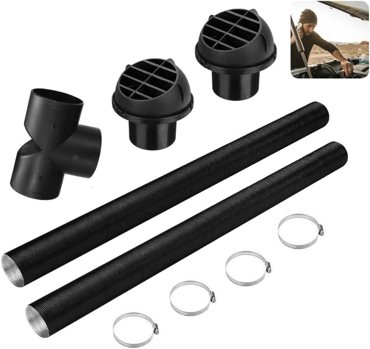 75mm T-stuk en Luchtafvoer Set voor Dieselstandkachel