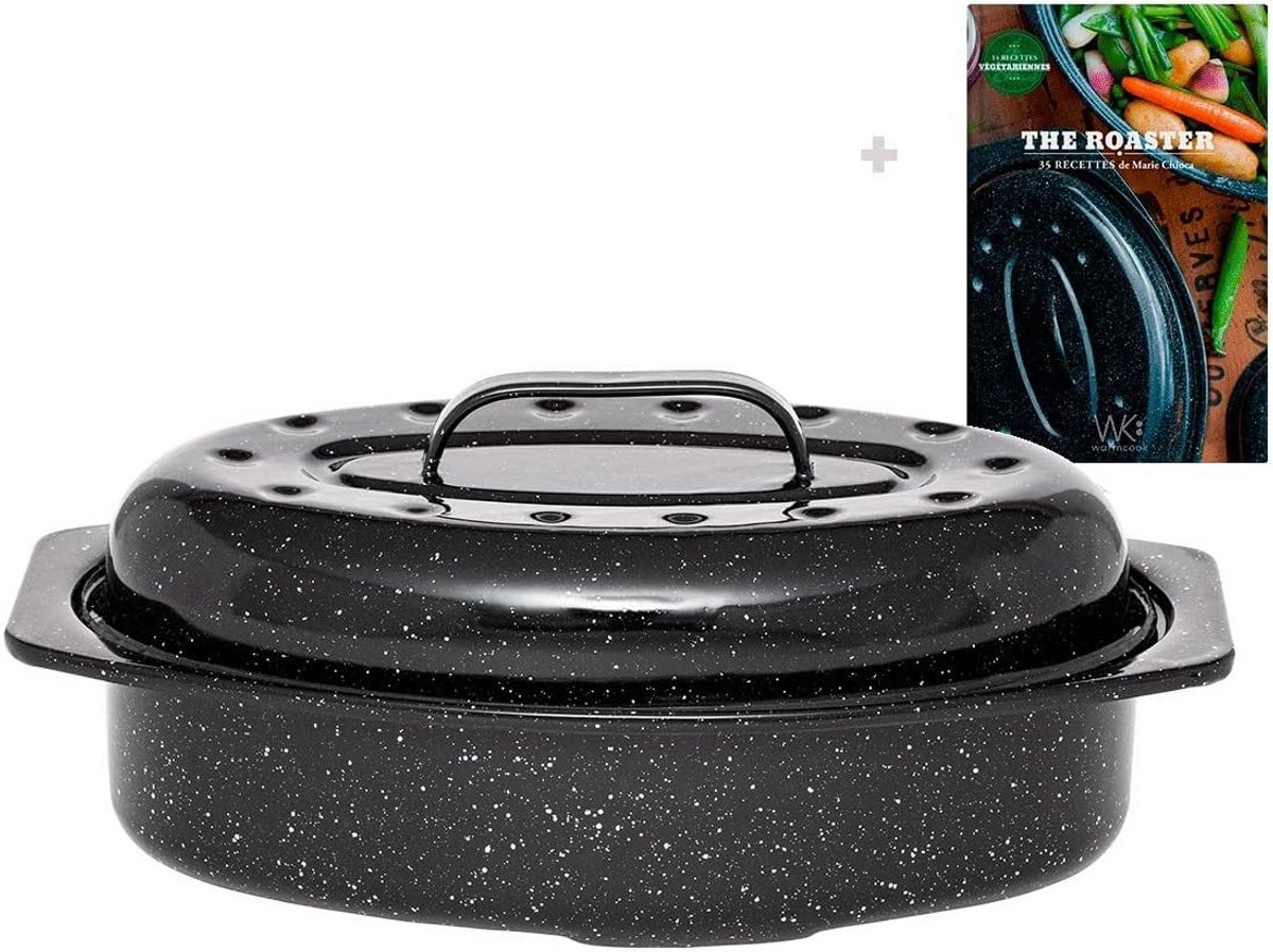 Roaster Braadpan van Geëmailleerd Staal met Antiaanbaklaag - Inclusief Receptenboek - Ideaal voor Oven en Langer Garen