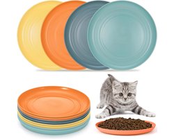 8pcs Kat Voer Kom Shallow Kat Nat Voer Platte Kat Kommen - Whisker Fatigue Vrije Kat Voer Kommen - Kat Schalen voor Voedsel en Water - Brede Kat Plate - Kitten Kommen