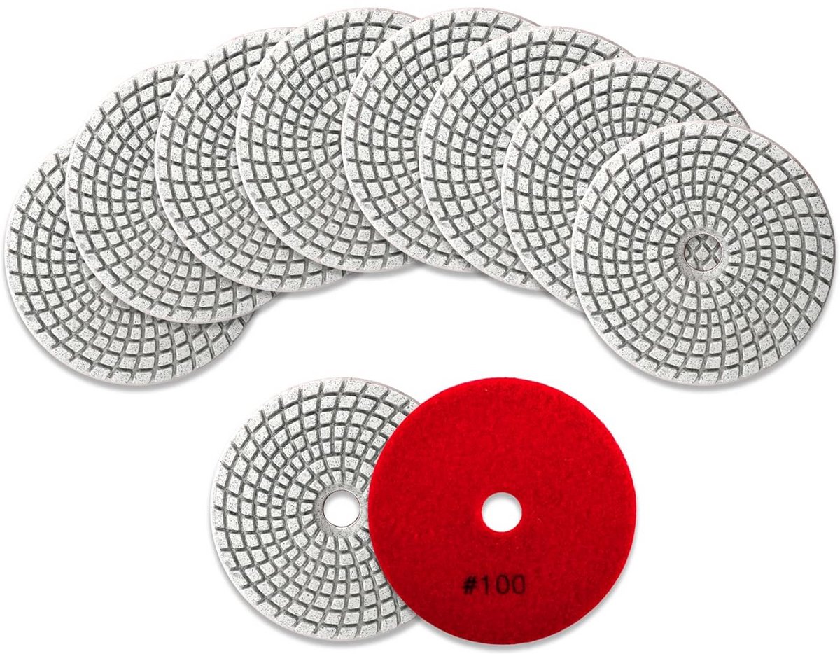 Set Polijstpads Diamant 10 stuks 4" voor Nat Schuren Graniet Steen Kwarts