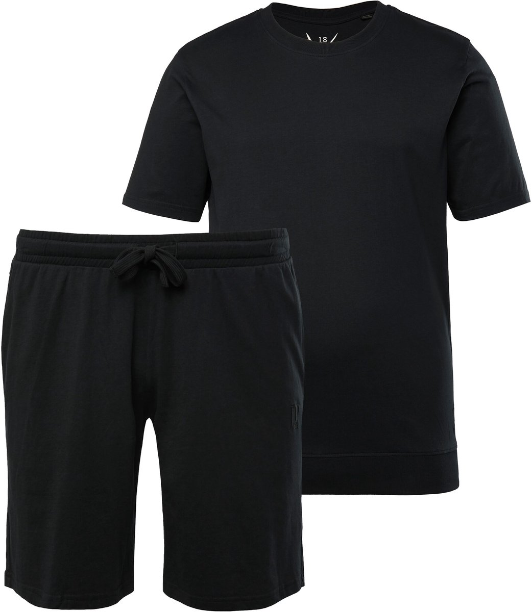 JP 1880 - Heren - Pyjama korte tweedelige set Buik-Fit - Zwart - Maat 7XL