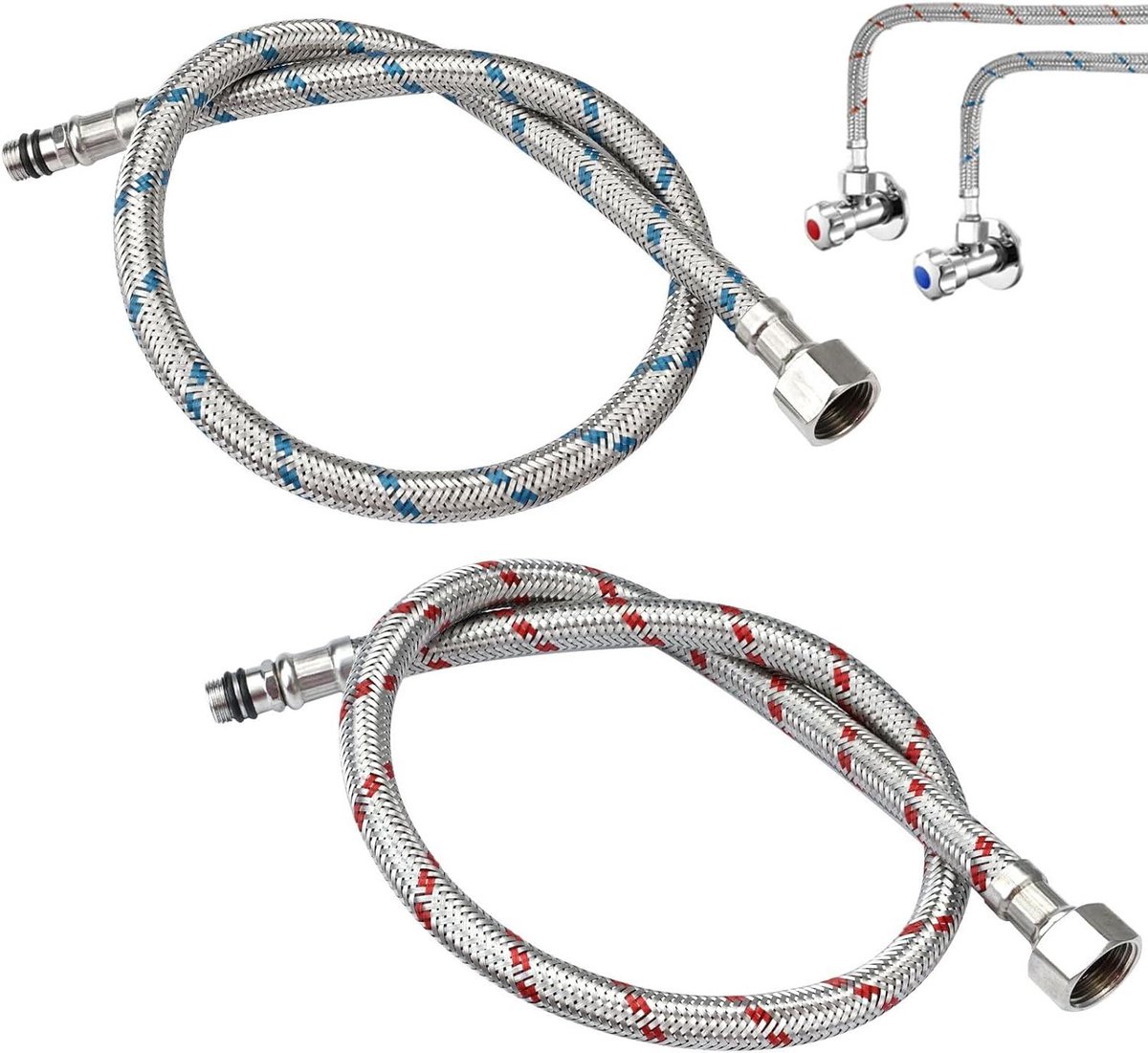 Aansluitslang van 60 cm voor mengkraan en keukenkraan - RVS 3/8" flexibele slangverlenging