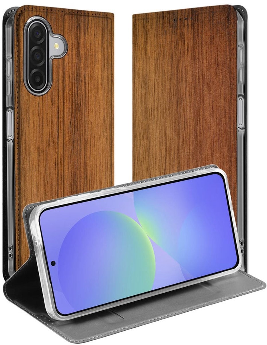 Book Wallet Case Samsung Galaxy A17 Donker Hout