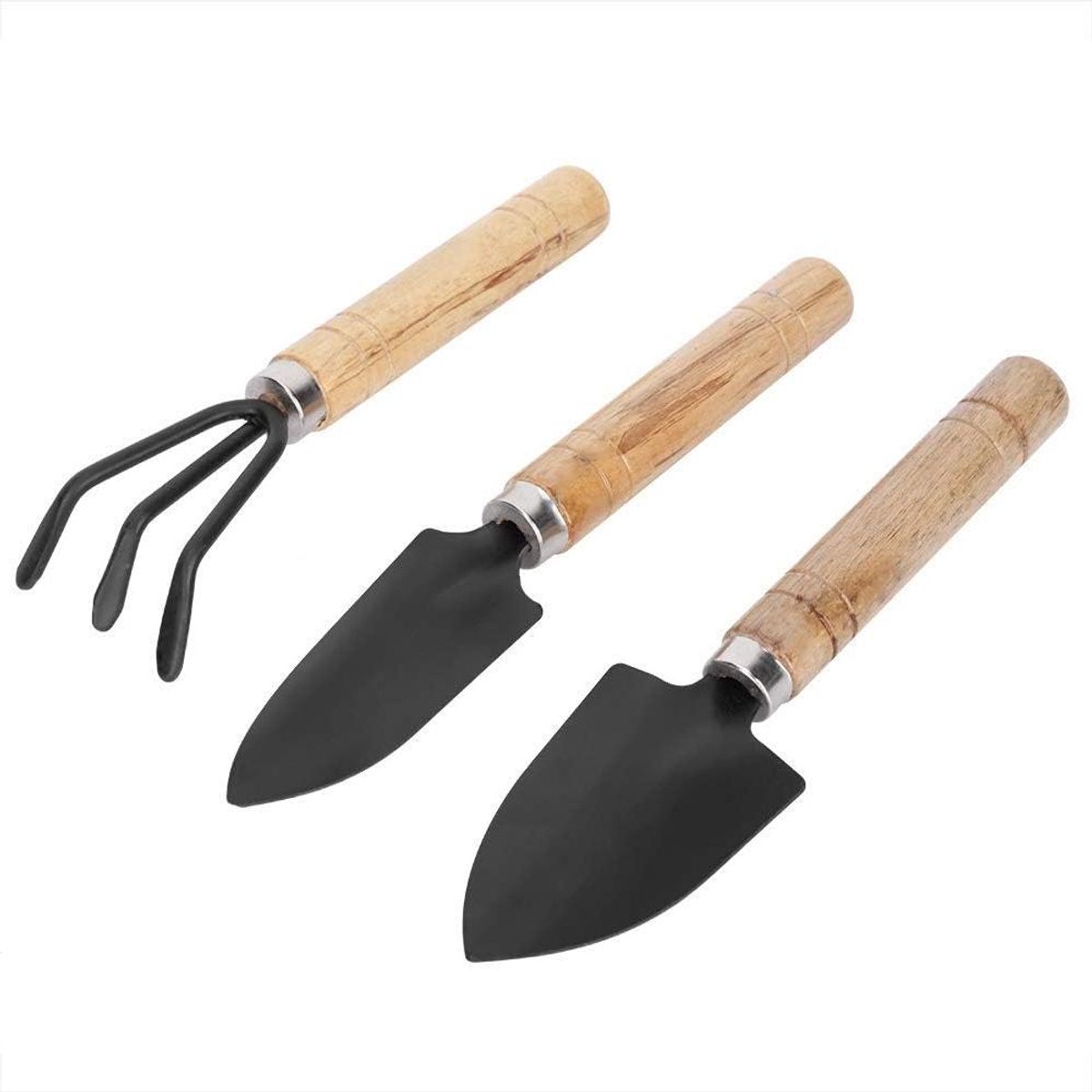 Mini Plant Tuingereedschap Set - Spade Klauw Hark Schop - Potplanten Tuinieren Kit - Miniatuur Tuinieren Hark Troffel Schop - Zaailingen - 3 Stuks
