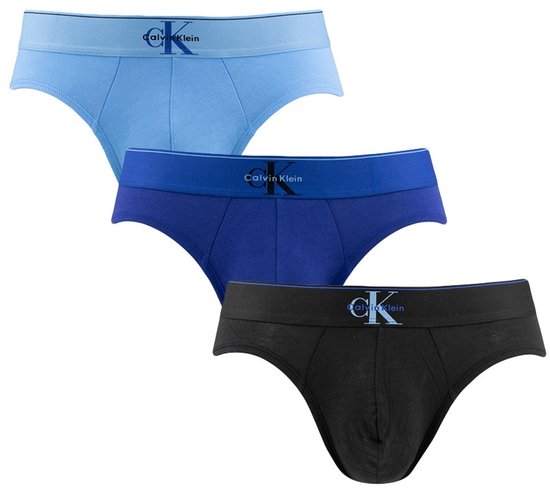 Calvin Klein ck one 3P slips pour hommes graphic monogram bleu & noir