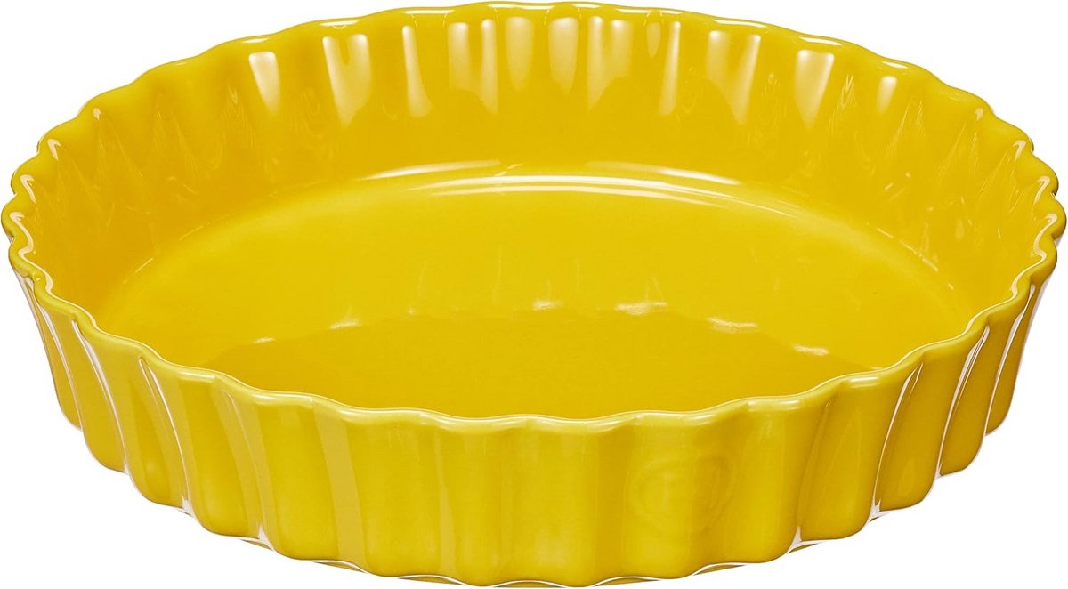 Keramische Taartvorm met Hoge Randen - Geel - 28x28 cm