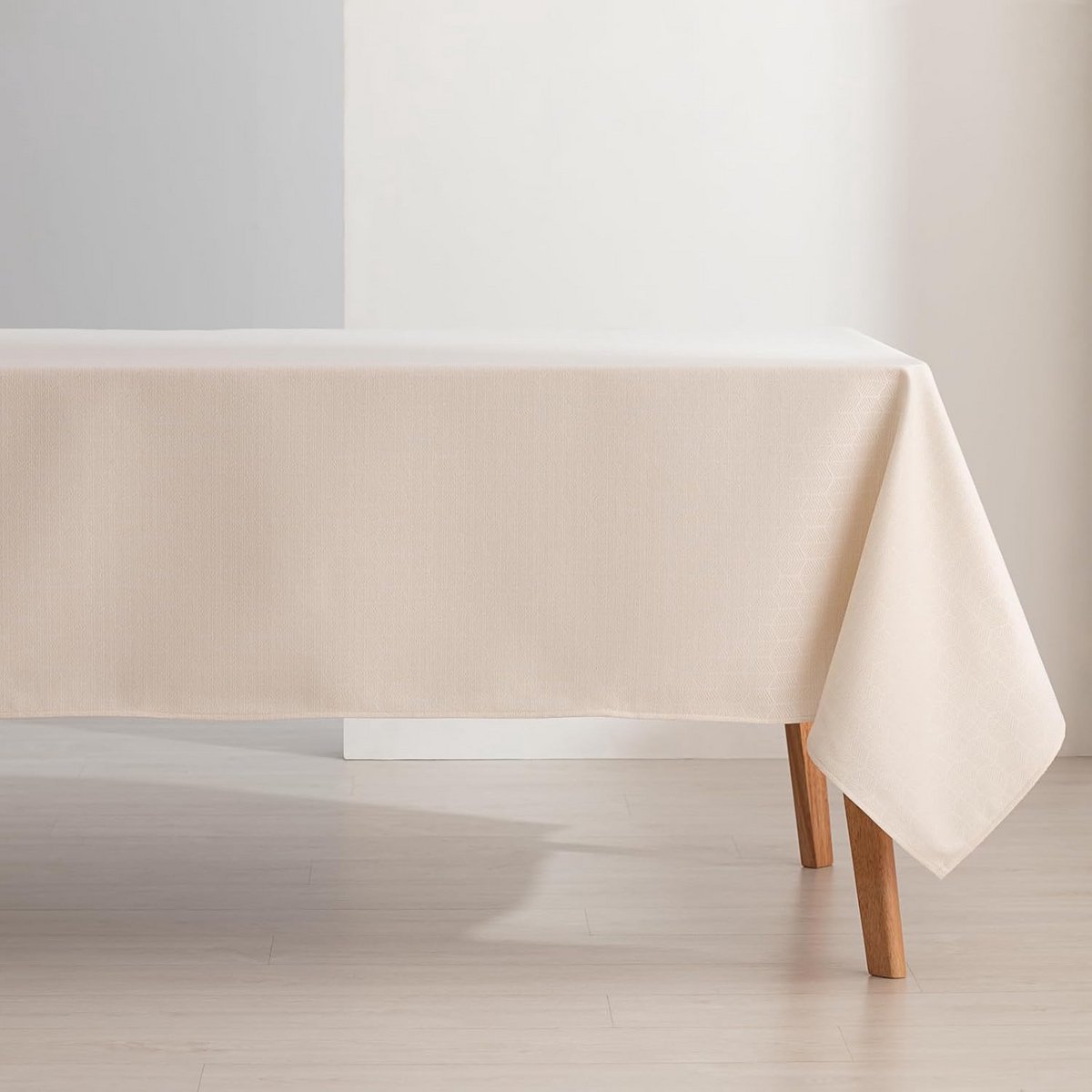 Vierkant Jacquard Tafelkleed 140x140 cm Ecru/Goud - Vuilafstotend & Waterdicht