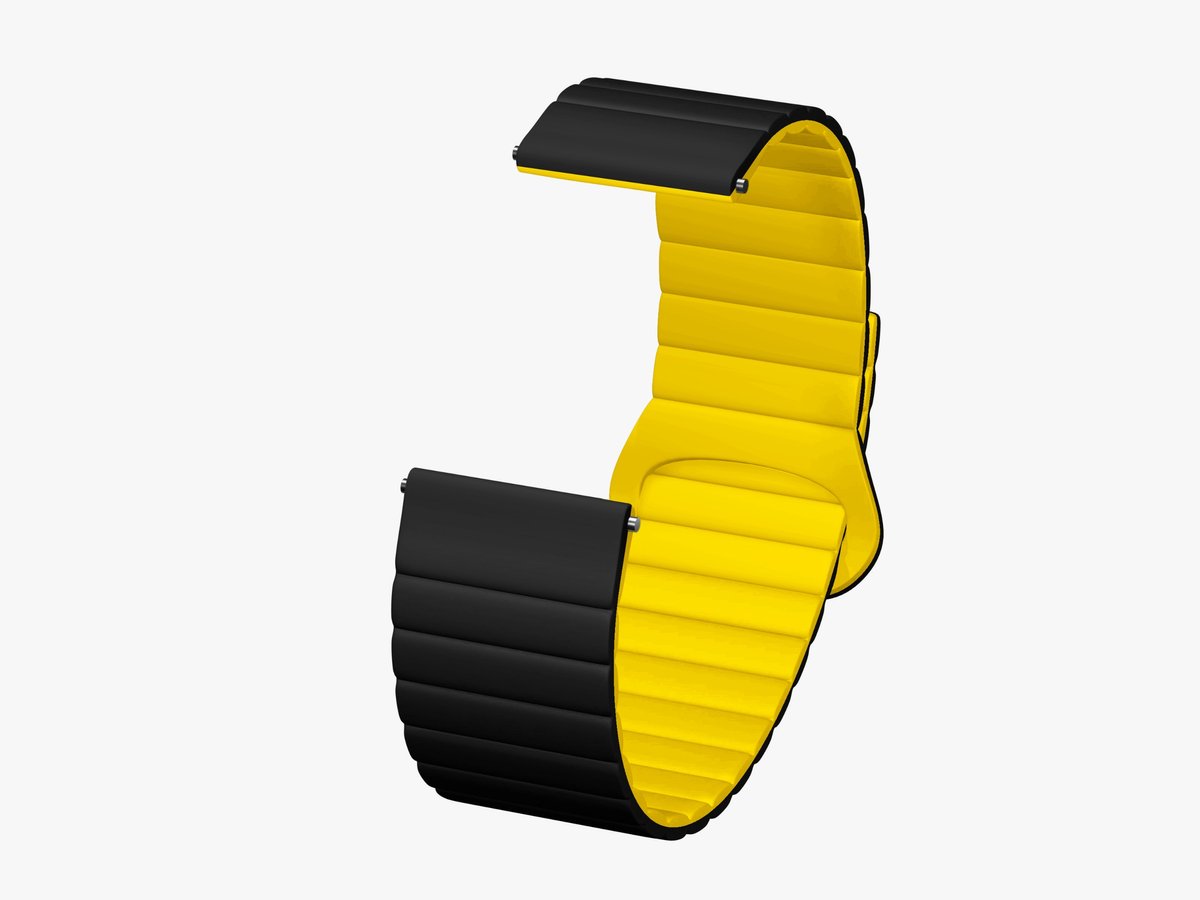 Horlogeband Zwart-Geel Magnetisch 22mm Universeel