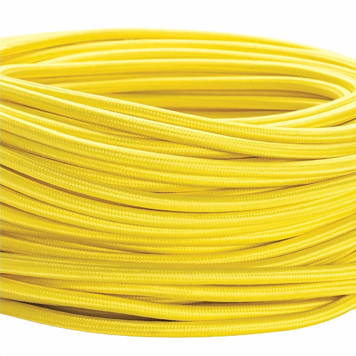 5 meter Textielkabel voor Lampen - 3-aderige Stroomkabel met Aarde (3x 0,75 mm²), Geel