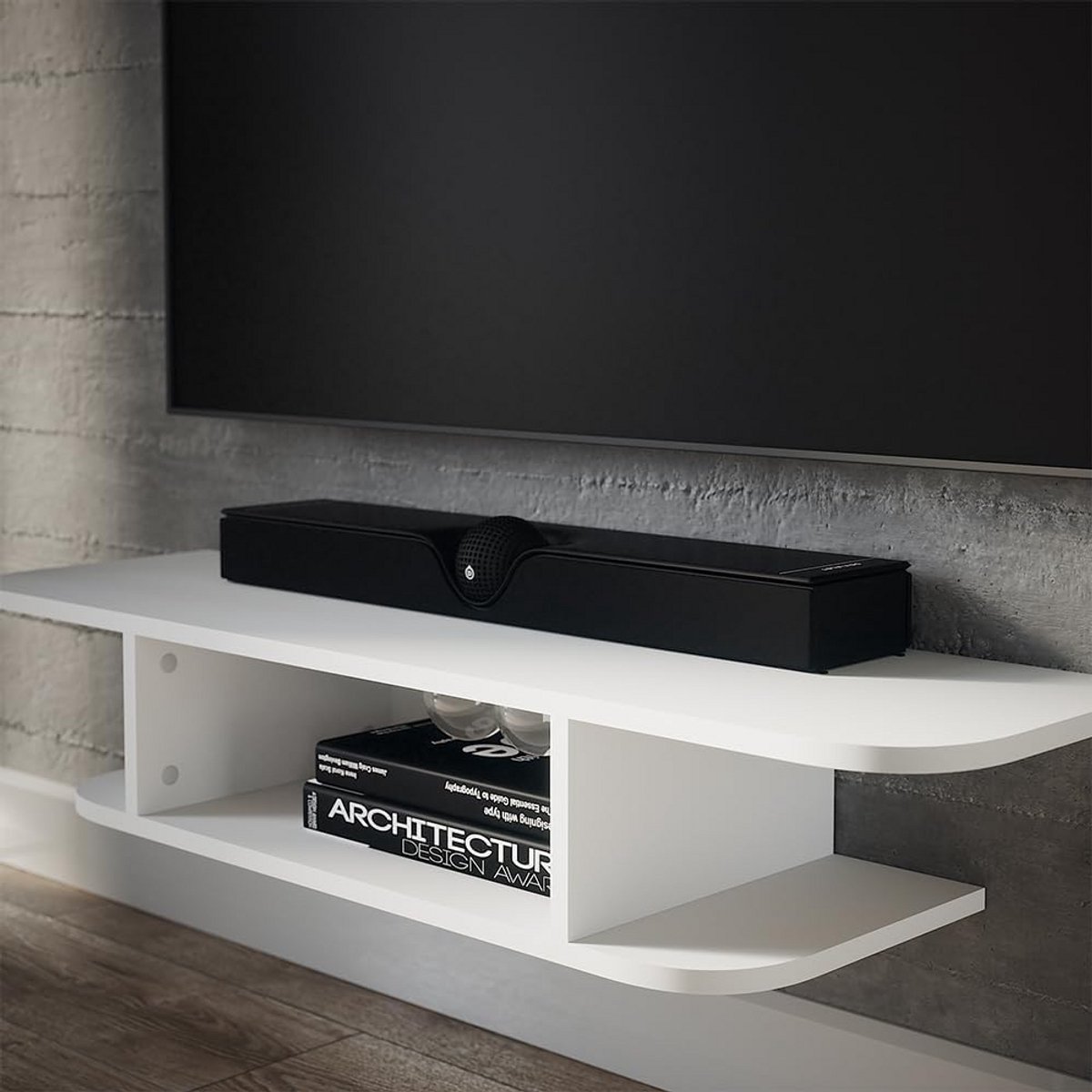 Wandkast Mediarek Wit met Open Vakken voor CD's en DVD's