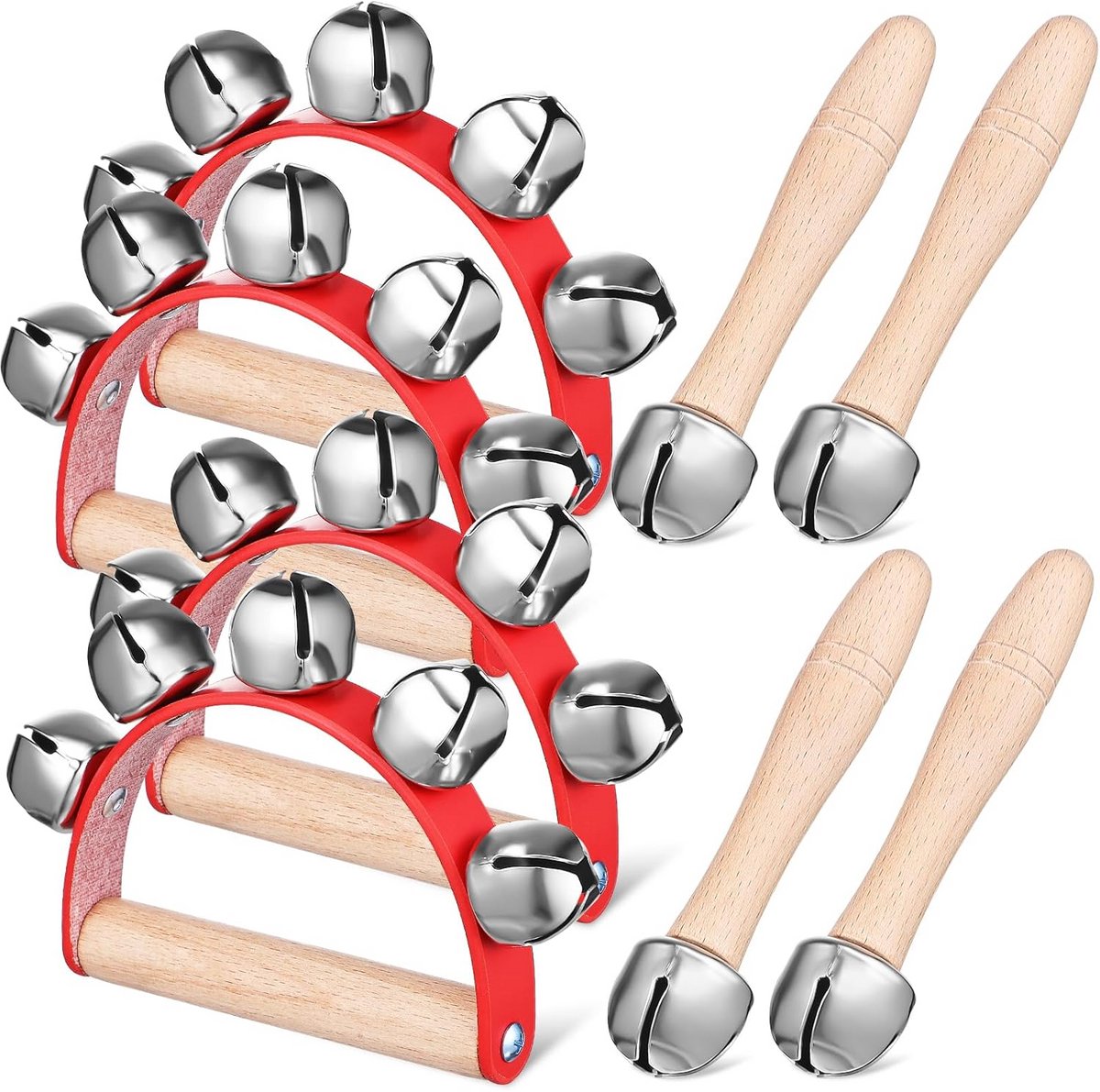 Set van 4 Handklankers met Stokken - Muziekinstrumenten met Klemband voor Kinderen en Feestjes
