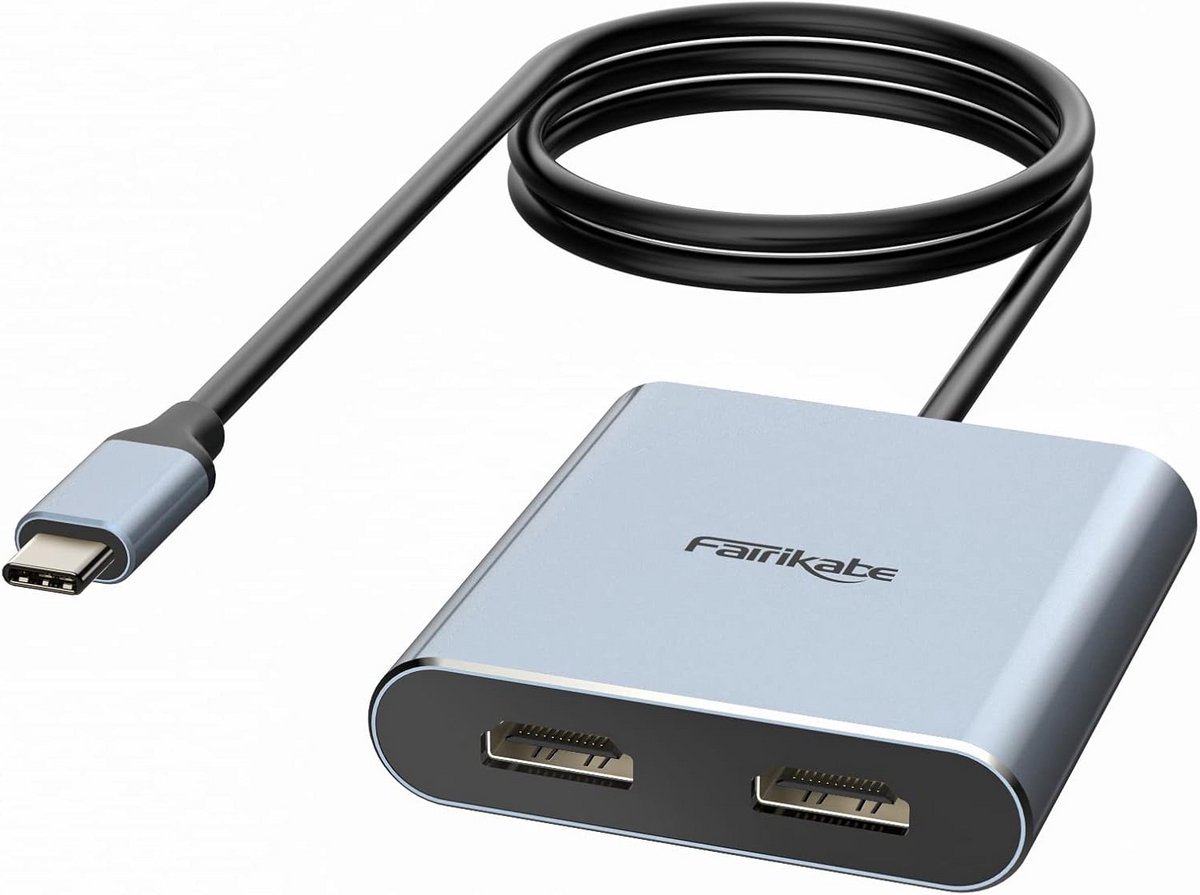 USB-C naar Dual HDMI Adapter Hub Ondersteunt 4K @60Hz