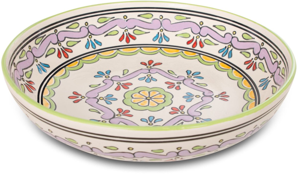Dishes & Deco Schaal - Jatte Nour Groen - Handbeschilderd Keramiek - ø 30 cm