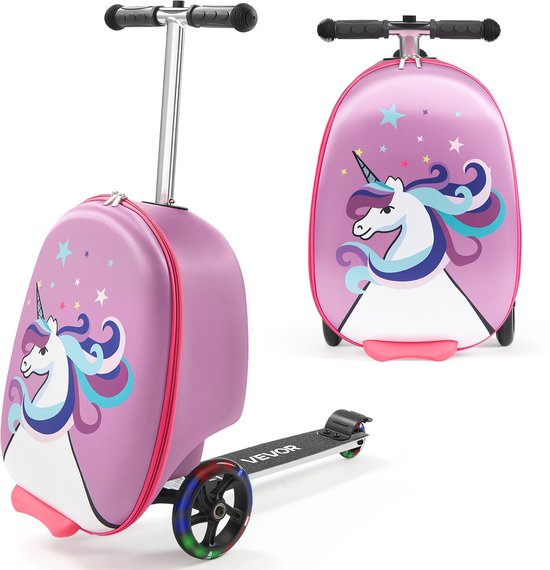 VEVOR Scooterkoffer Max. 50kg Reiskoffer Kinderen 20l Inhoud Paars