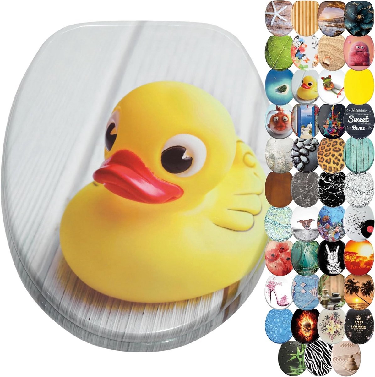 Houten Toiletbril met Soft-Close Mechanisme en Eend Design