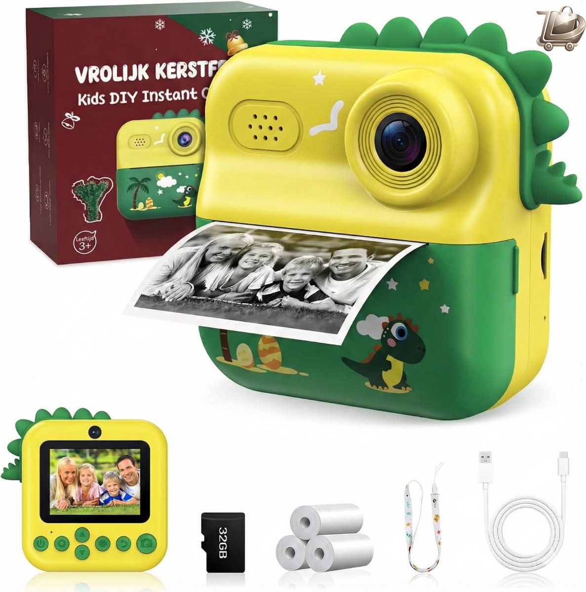 Kindercamera - 2,4 Inch Instant Camera - Mini Digitale Camera - Oplaadbaar - Inclusief Printpapier en 32GB Kaart - Cadeau voor Kinderen - Speelgoed voor Meisjes en Jongens 3-12 Jaar - Kerst en Verjaardag