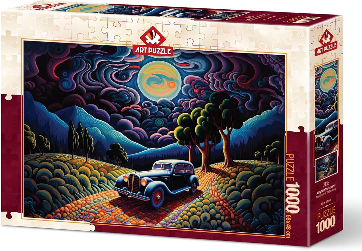 Puzzel 1000 stukjes - Mysterieus Nachtelijk Transsylvanië - Uitdagend Legpuzzel