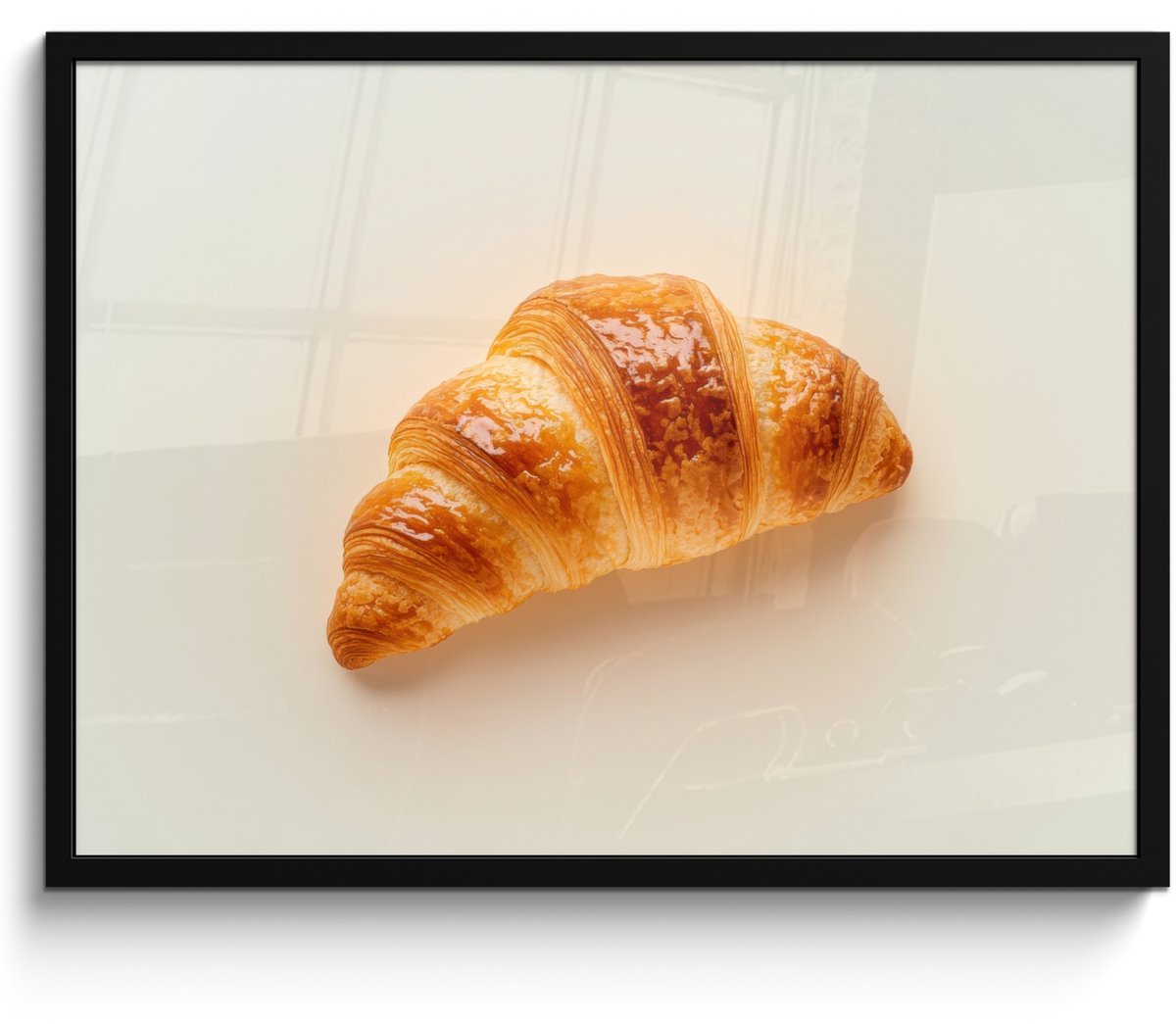 FrameYourWall Fotolijst inclusief poster - Posterlijst 70x50 cm - Posters - Croissant - Brood - Beige - Foto in lijst - Keuken decoratie muur - Wanddecoratie accessoires - Muurdecoratie - Schilderijen