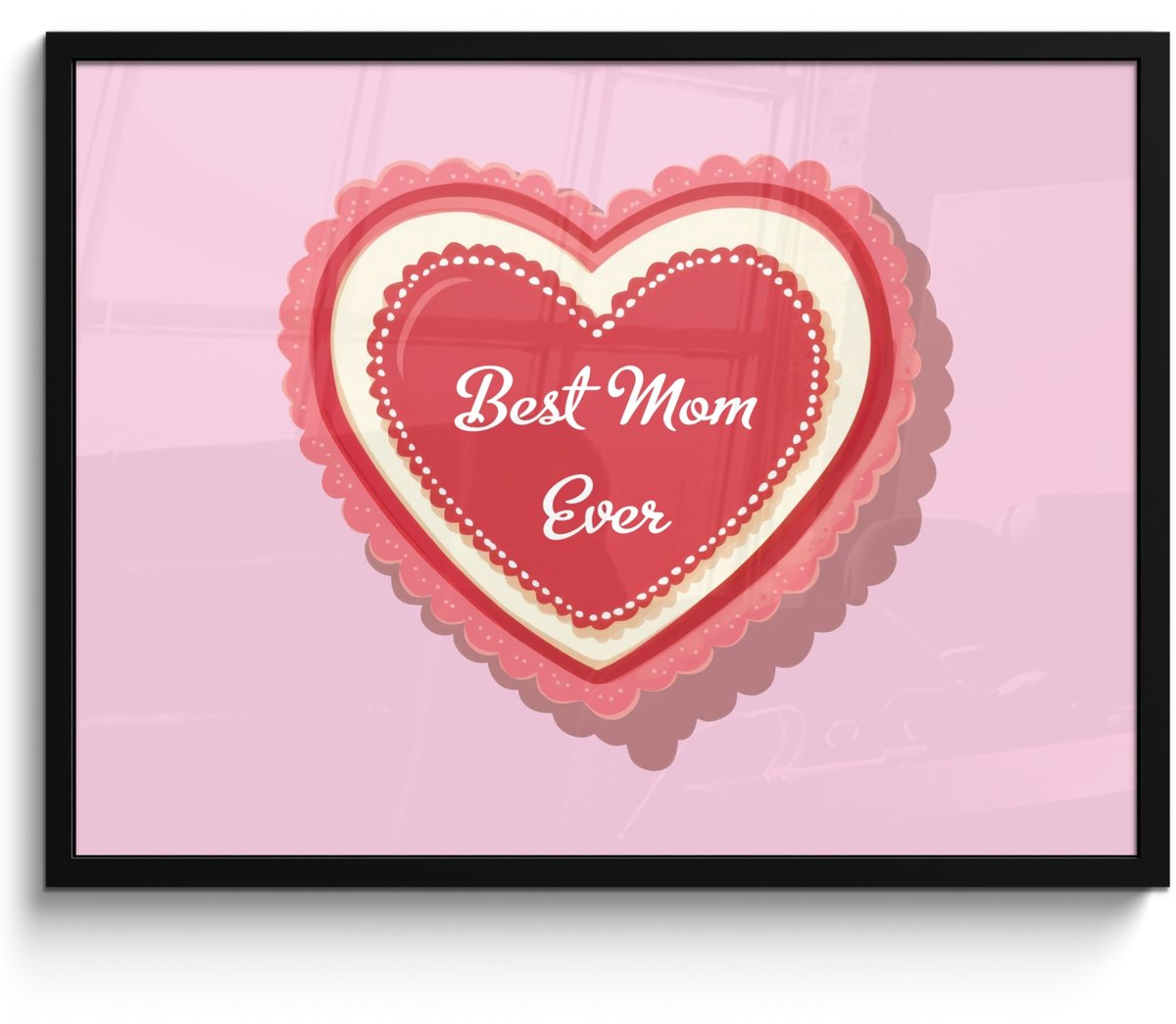 FrameYourWall Poster in lijst - Fotolijst 70x50 cm - Posters - Tekst - Hartje - Moeder - Roze - Posterlijst zwart - Decoratie - Wanddecoratie woonkamer - Muurdecoratie slaapkamer Moeder - Hartje