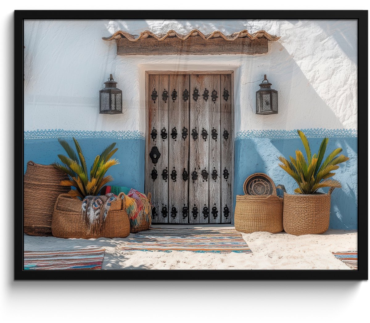 FrameYourWall Poster in lijst - Fotolijst 70x50 cm - Posters - Deur - Manden - Planten - Posterlijst zwart - Decoratie - Wanddecoratie woonkamer - Muurdecoratie slaapkamer Deur - Zomer