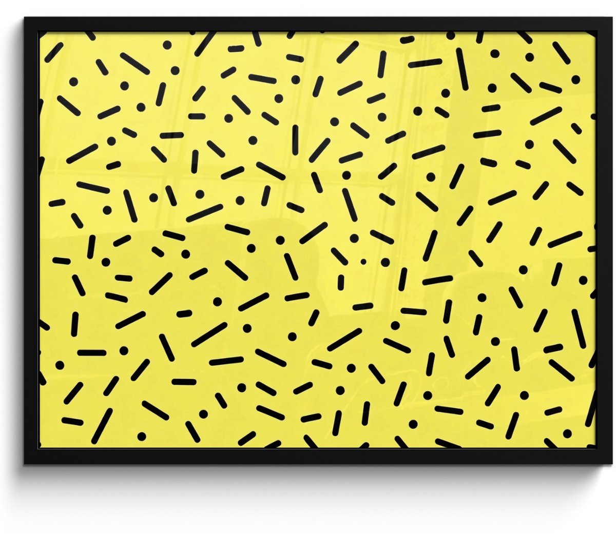 FrameYourWall Poster in lijst - Fotolijst 70x50 cm - Posters - Gaming - Stippen - Strepen - Geel - Posterlijst zwart - Decoratie - Wanddecoratie woonkamer - Muurdecoratie slaapkamer Strepen - Stippen