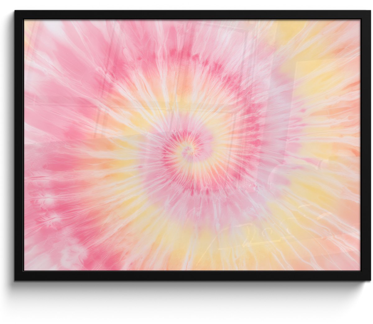 FrameYourWall Poster in lijst - Fotolijst 70x50 cm - Posters - Patroon - Tie Dye - Pasteltinten - Roze - Posterlijst zwart - Decoratie - Wanddecoratie woonkamer - Muurdecoratie slaapkamer Multicolor