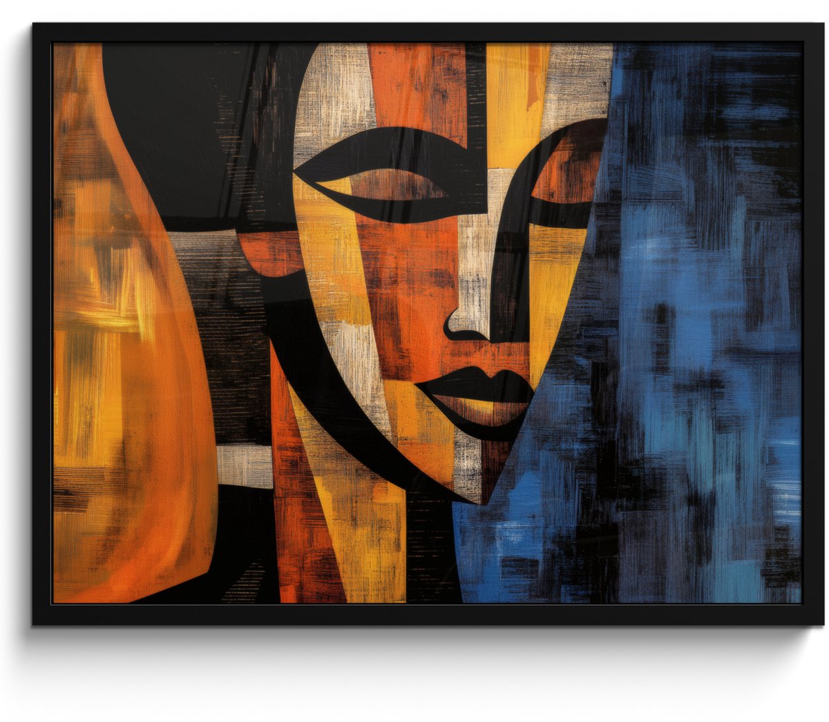 FrameYourWall Poster in lijst - Fotolijst 70x50 cm - Posters - Abstract - Portret - Kleurvakken - Posterlijst zwart - Decoratie - Wanddecoratie woonkamer - Muurdecoratie slaapkamer