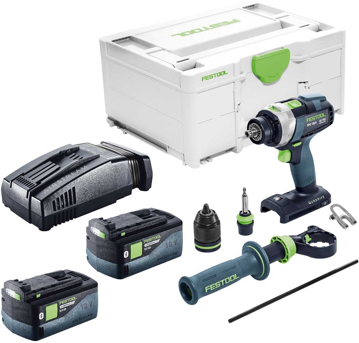 Festool TPC 18/4-Basic accu-slagboormachine 18 V 75 Nm + 2x accu 5,0 Ah + snellader + Systainer
