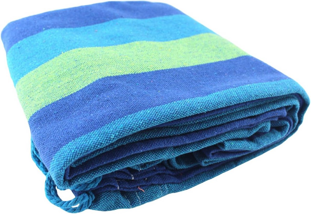 Robuuste Outdoor Hangmat 200 x 100 cm - Belastbaar tot 150 kg - Weerbestendig & Lichtbestendig - Blauw/Groen