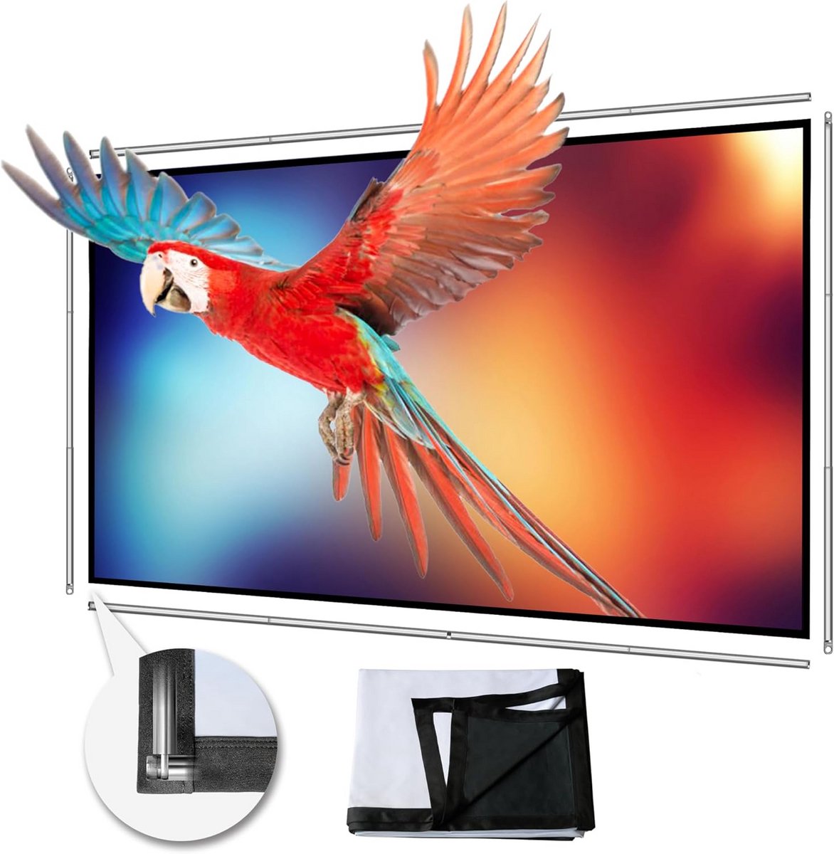 Opvouwbaar projectiescherm 70 inch 16:9 HD 4K