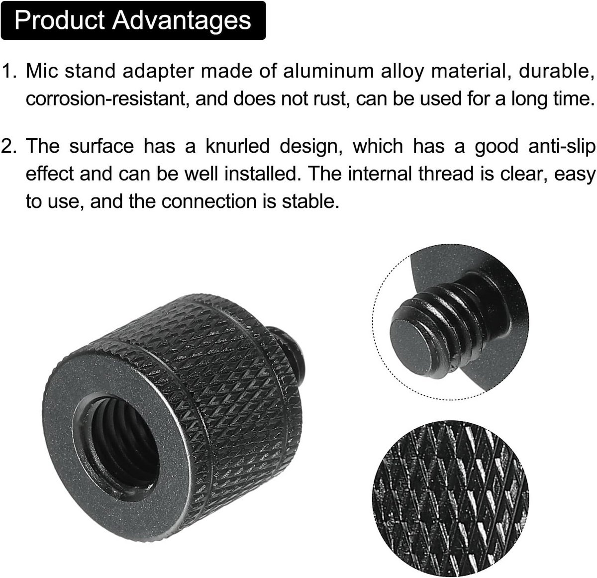 Mic Stand Adapter M6 Male naar M8 Female, Aluminiumlegering, Zwart, 2 Stuks