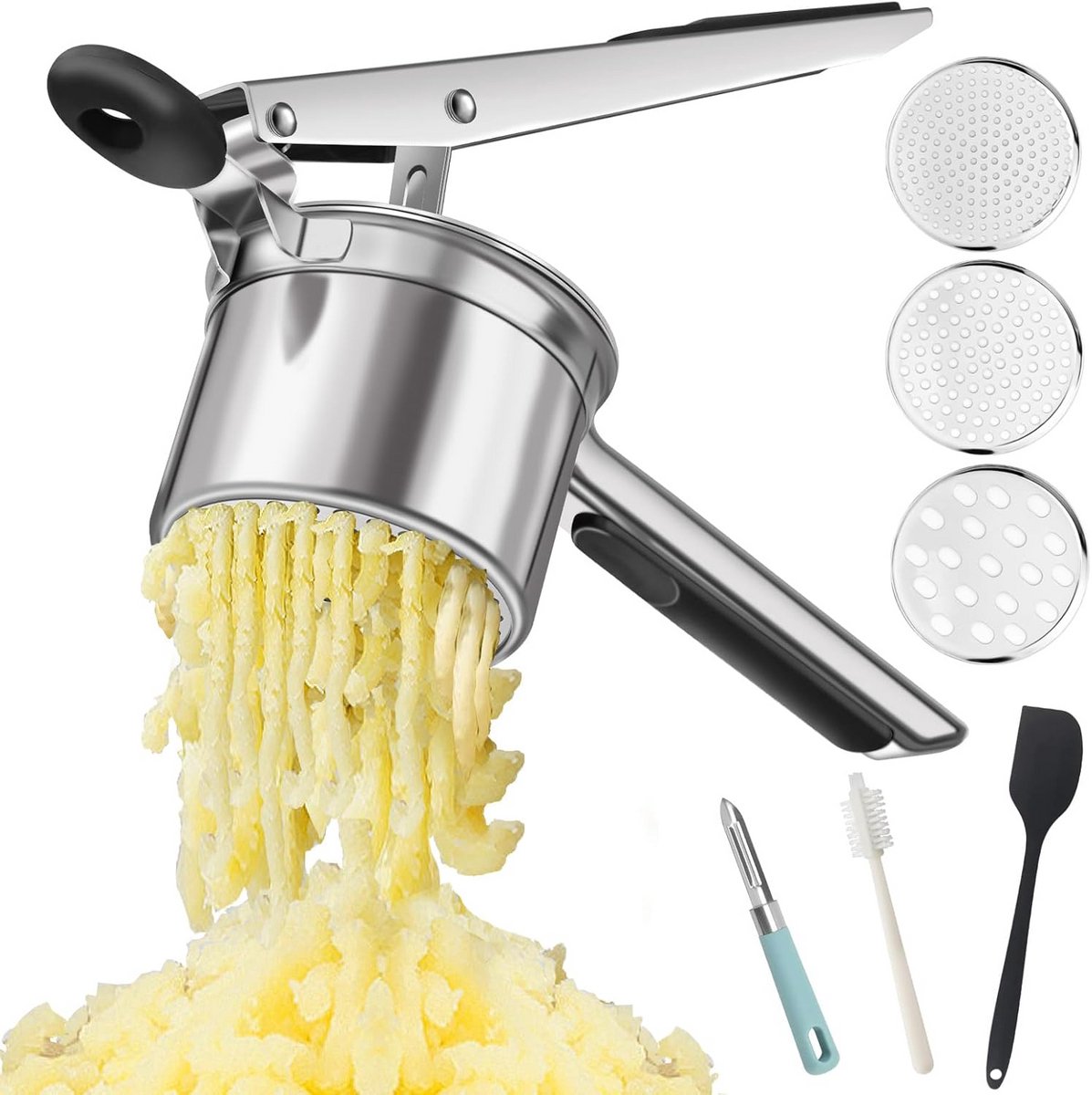 Aardappelrijstmachine met 3 verwisselbare schijven - roestvrijstaal