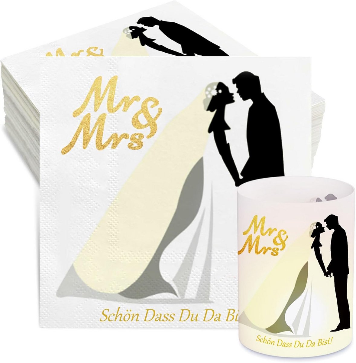 32 Servetten en 8 Lantaarns voor Tafeldecoratie Bruiloft - Wit
