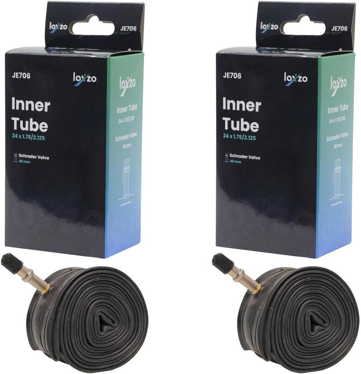 Set van 2 Fiets Binnenbanden 24 Inch - Robuust Butylrubber met Schraderventiel 40mm
