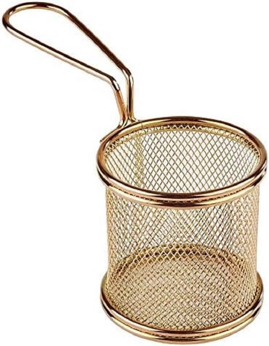 Mini frituurmandje roestvrij staal goudkleur Ø 8 cm