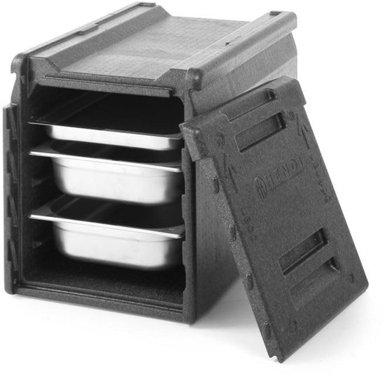Thermobox 66L 5 Vakken 65mm Tussengids GN 1/1 Koelbox Isolatiebox Afneembare Deur Extra Hoge Stapelranden Geschikt voor Euro Pallets 600x400x(H)490mm HDPE — afbeelding 2