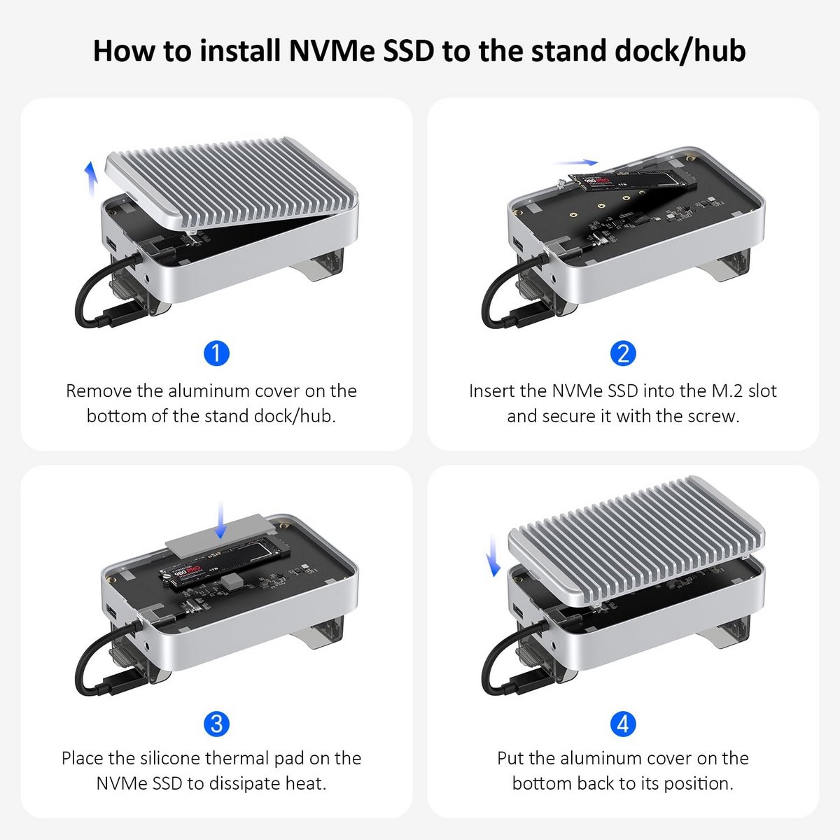 M4 Mac mini Dock Stand met USB4 40Gbps, Thunderbolt 4/5, M.2 NVMe SSD Enclosure en SD 4.0 Card Reader thumbnail 2