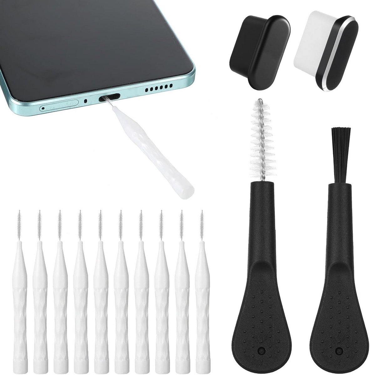 USB-C Reinigingsset 16-delig - Mobiele Telefoon, Laptop en Apparaat Schoonmaakborstels voor Stof en Vuil
