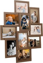 Collage Fotolijst 10 Foto's 13x18 cm Lichtbruin MDF Wanddecoratie Meerdere Lijsten