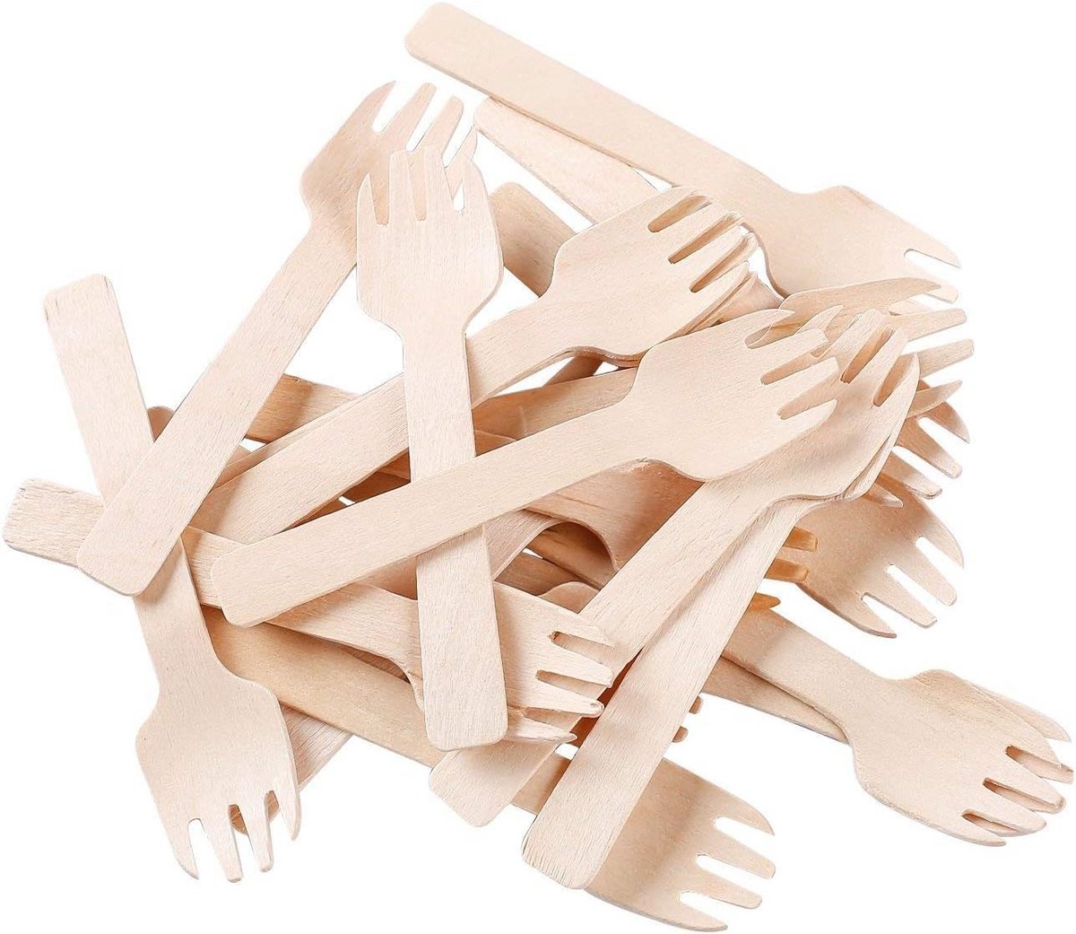 200x Mini Houten Spork (4 inch) - Biologisch Afbreekbaar Bestek - Composteerbare Vork Lepel