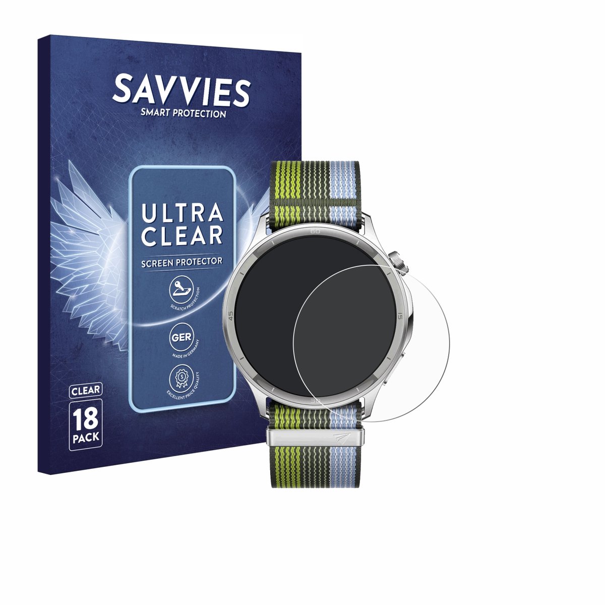 Savvies - Screenprotector voor Oppo Watch S - Folie Beschermfolie transparant 18 Stuks
