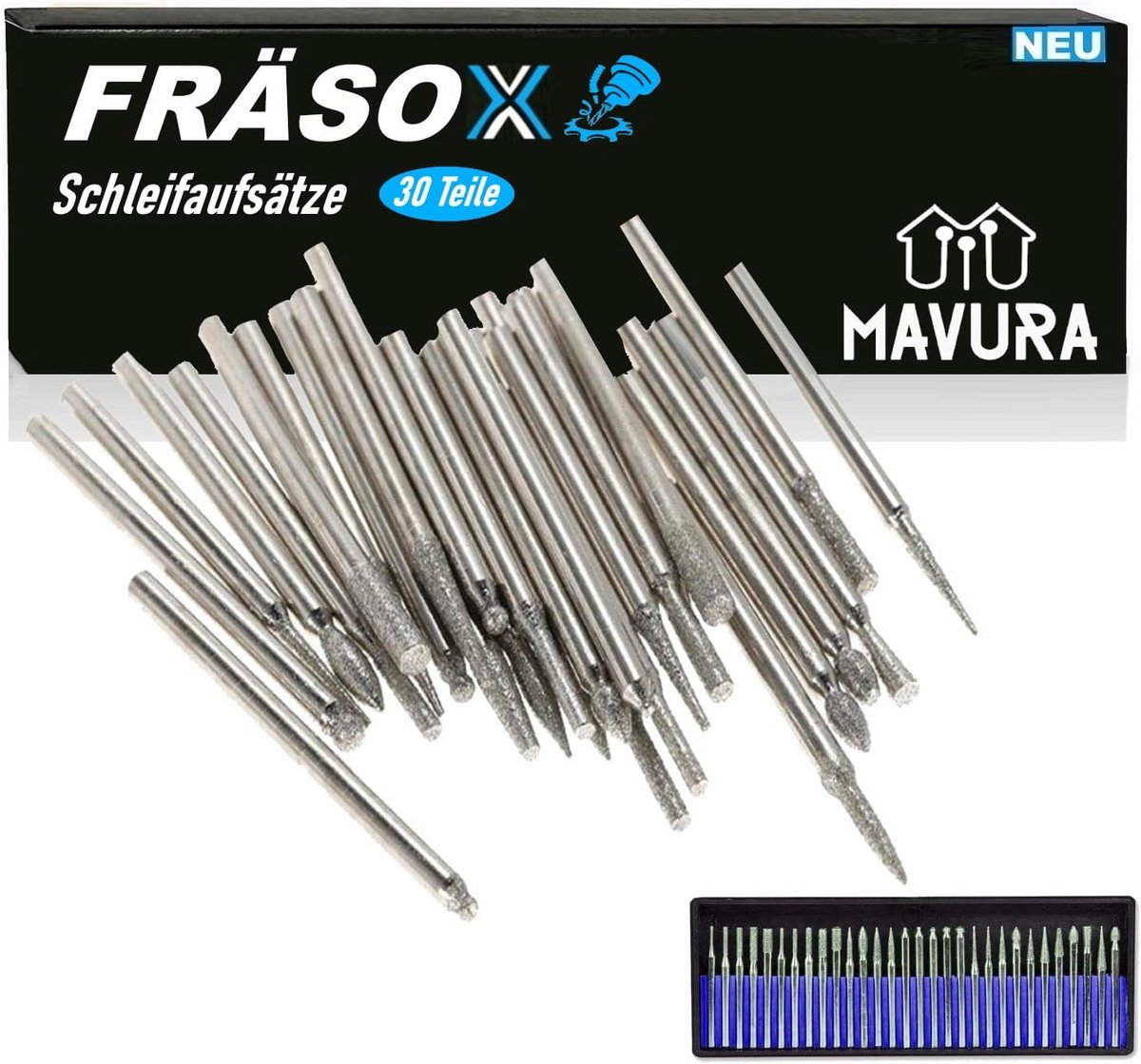 30-delige Diamantfrees Set voor Precisie Boren, Frezen en Graveren