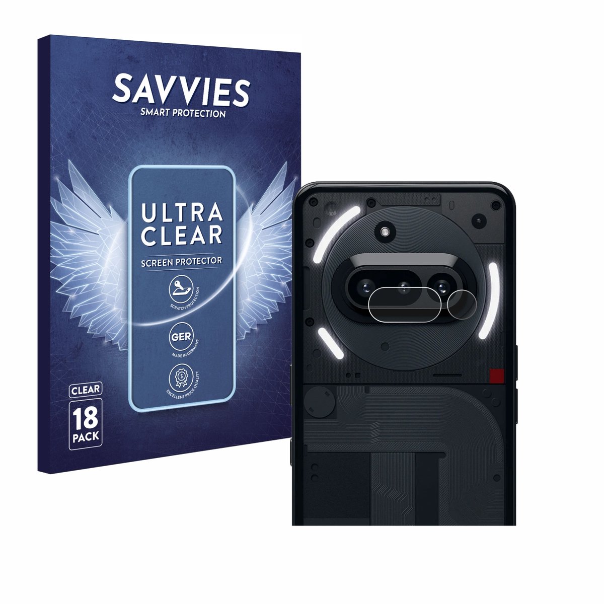 Savvies - Screenprotector voor Nothing Phone (3a) (ALLEEN Camera Lens) - Folie Beschermfolie transparant 18 Stuks