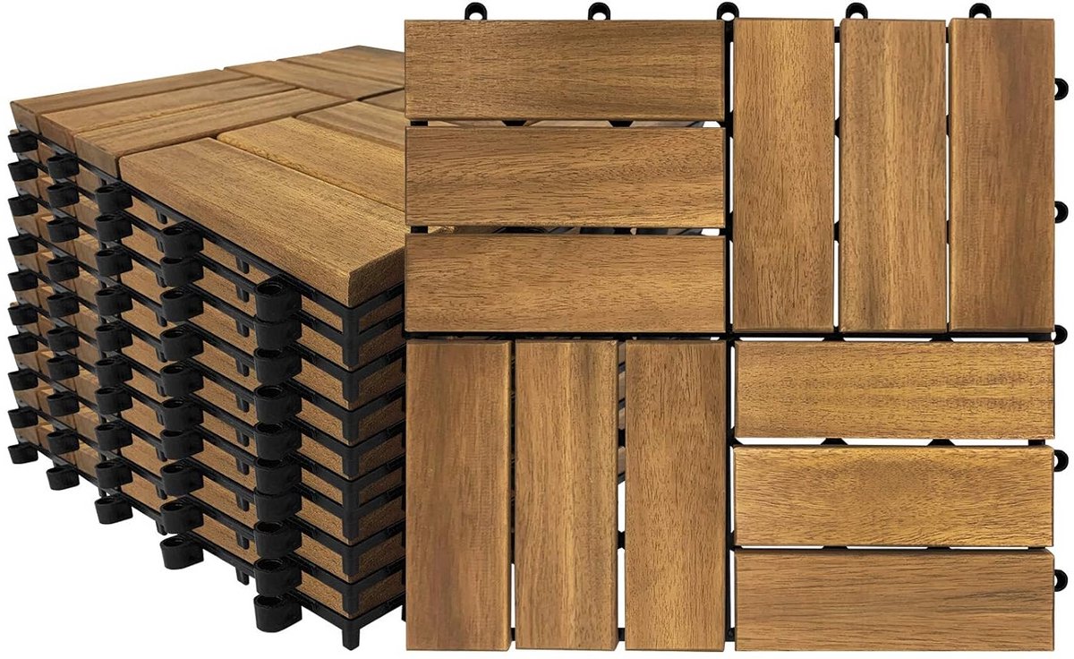 Houten Balkontegels Acacia 30x30 cm Tuin Terras Vlondertegels Kliksysteem