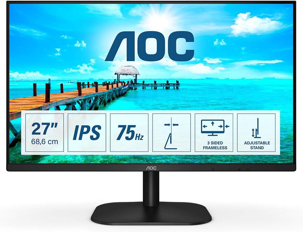 AOC 27 inch IPS-monitor 1920x1080 75Hz Flicker-Free